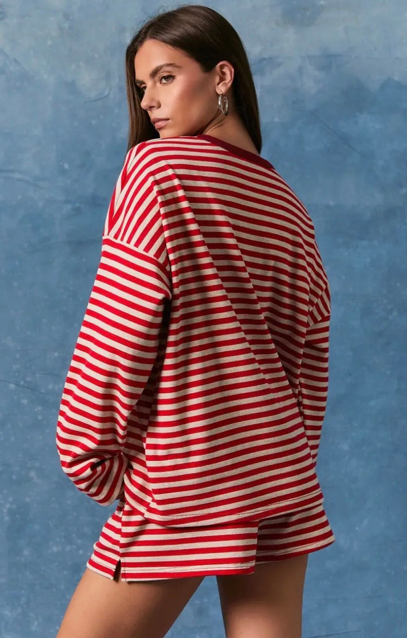 Red Oatmeal Stripe Shirt