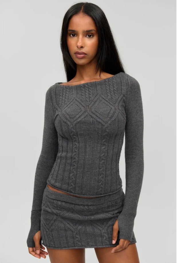Cyprus Cloud Cable Knit Top Winter Skies