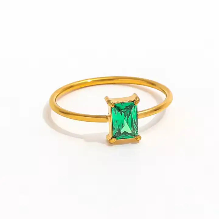 Jane Emerald Green Solitaire Ring