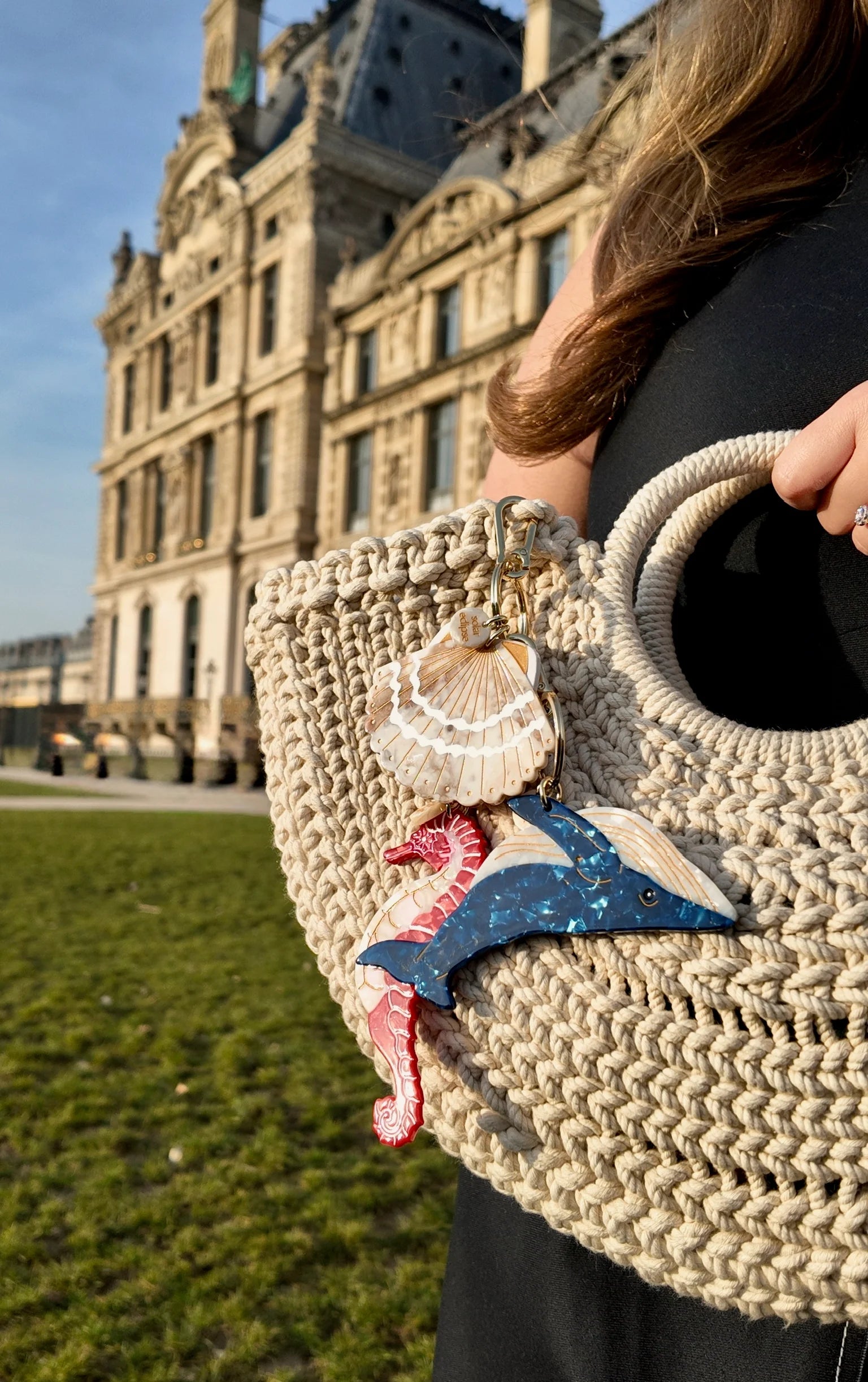 Hand-painted Seashell Bag Charm + Keychain | Eco-Friendly
