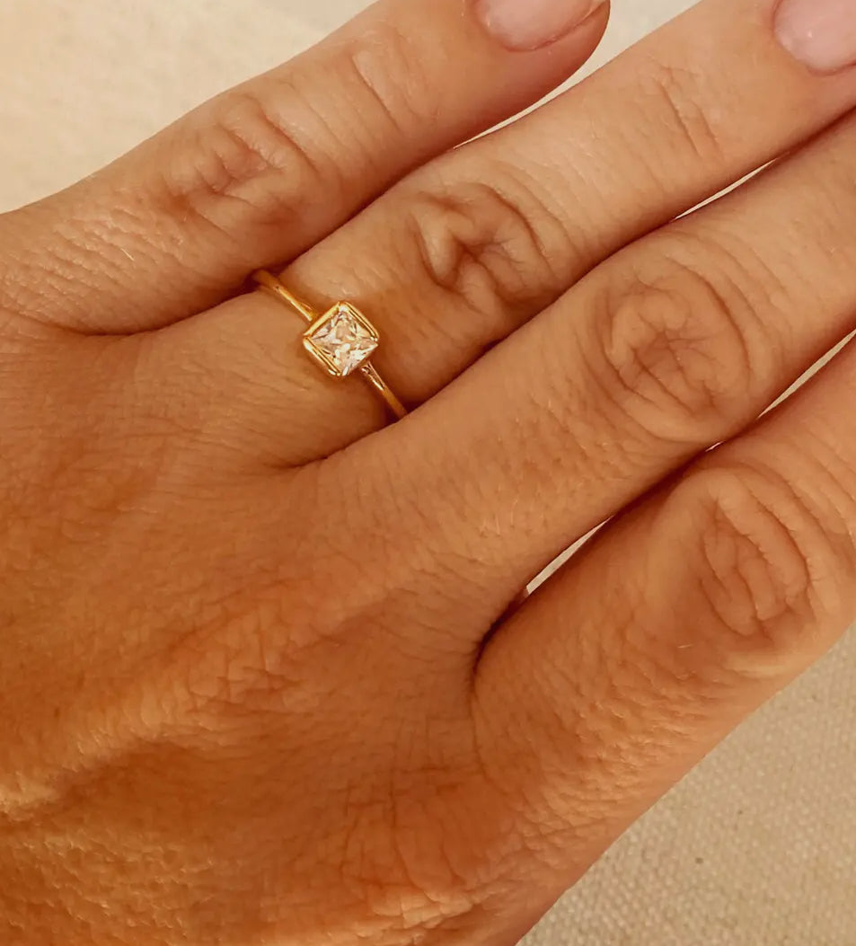 Square Solitaire Ring