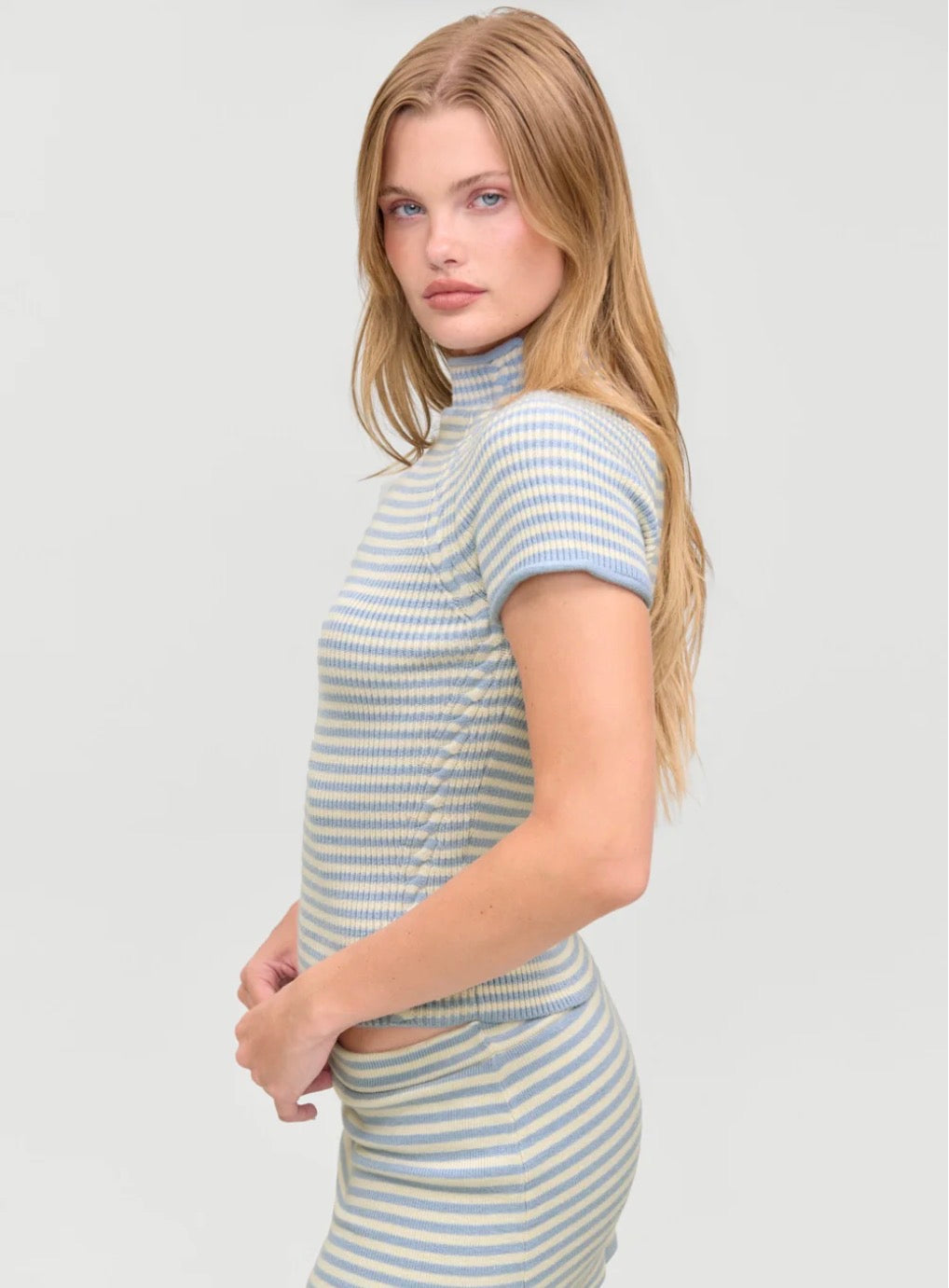 Harmony Cloud Knit Mockneck Top Hazy Stripe