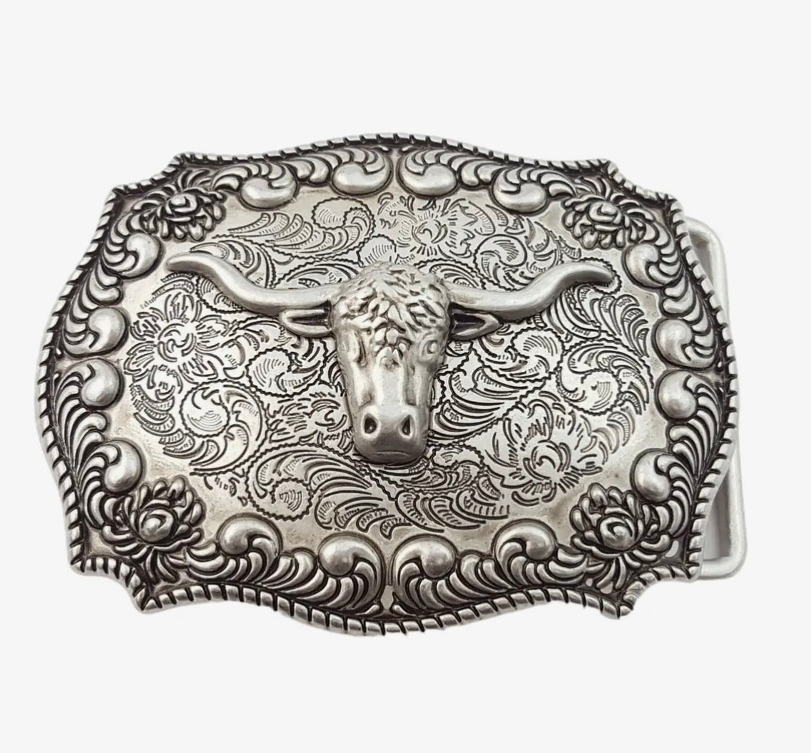 Long Horn Silver Buckle