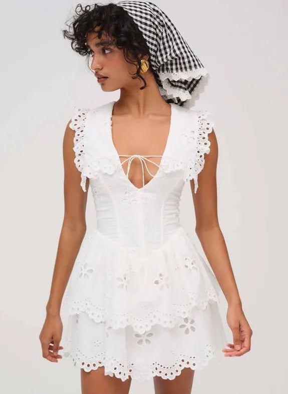 Daisy Eyelet Mini Dress