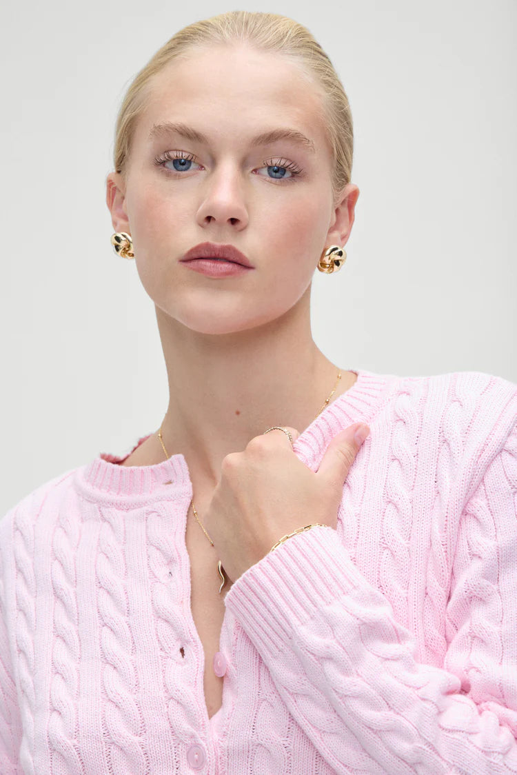 Dudley Cable Knit Cardigan- Pink