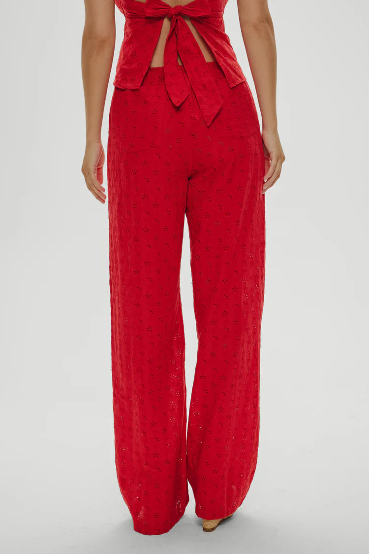 Princess Eyelet Pants- Red Rose