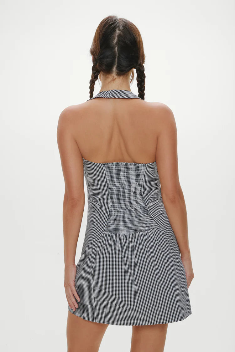 West Cotton Wrap Mini Dress- Morning Gingham