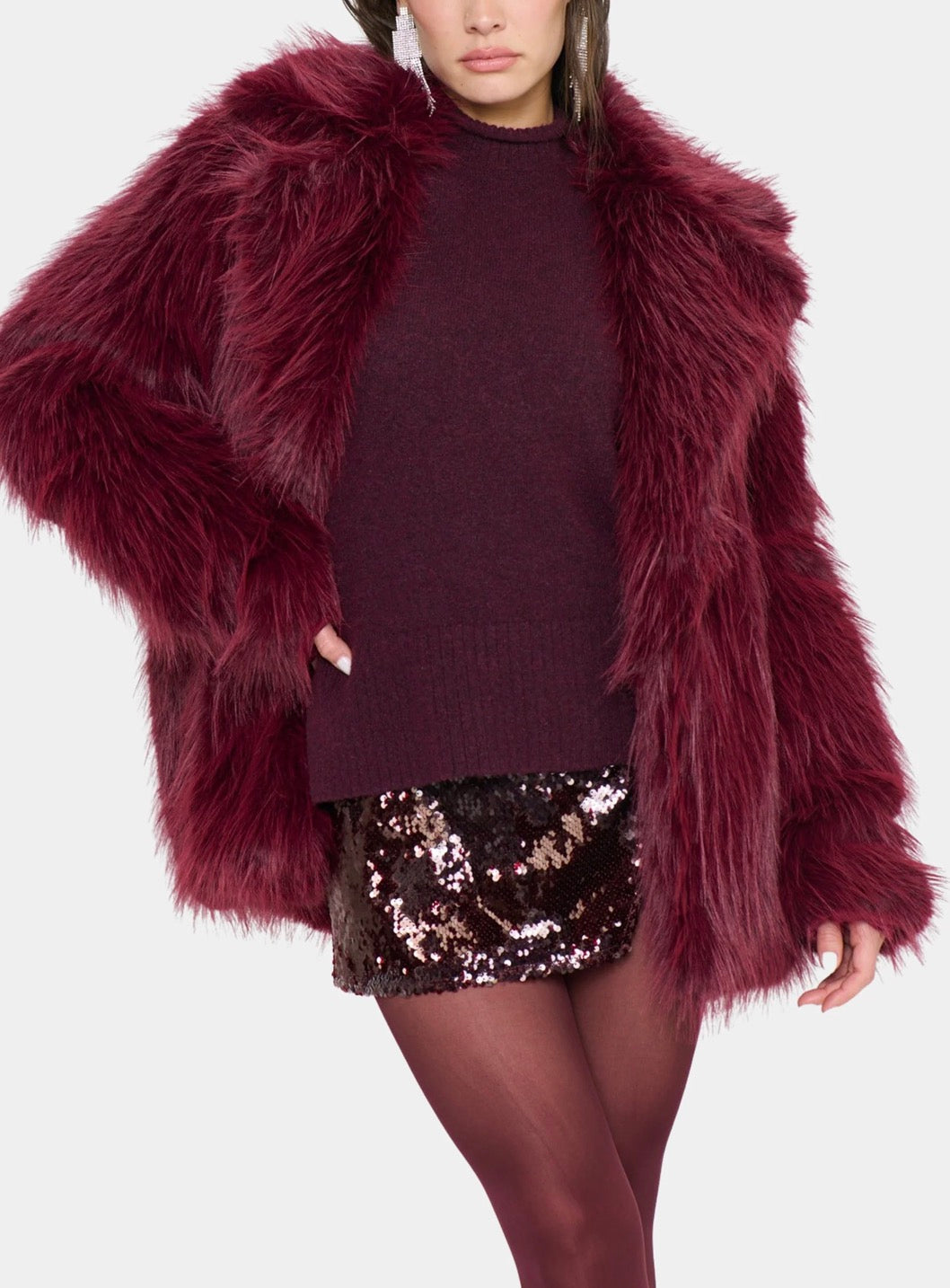 Vera Skort in Burgundy Sequin