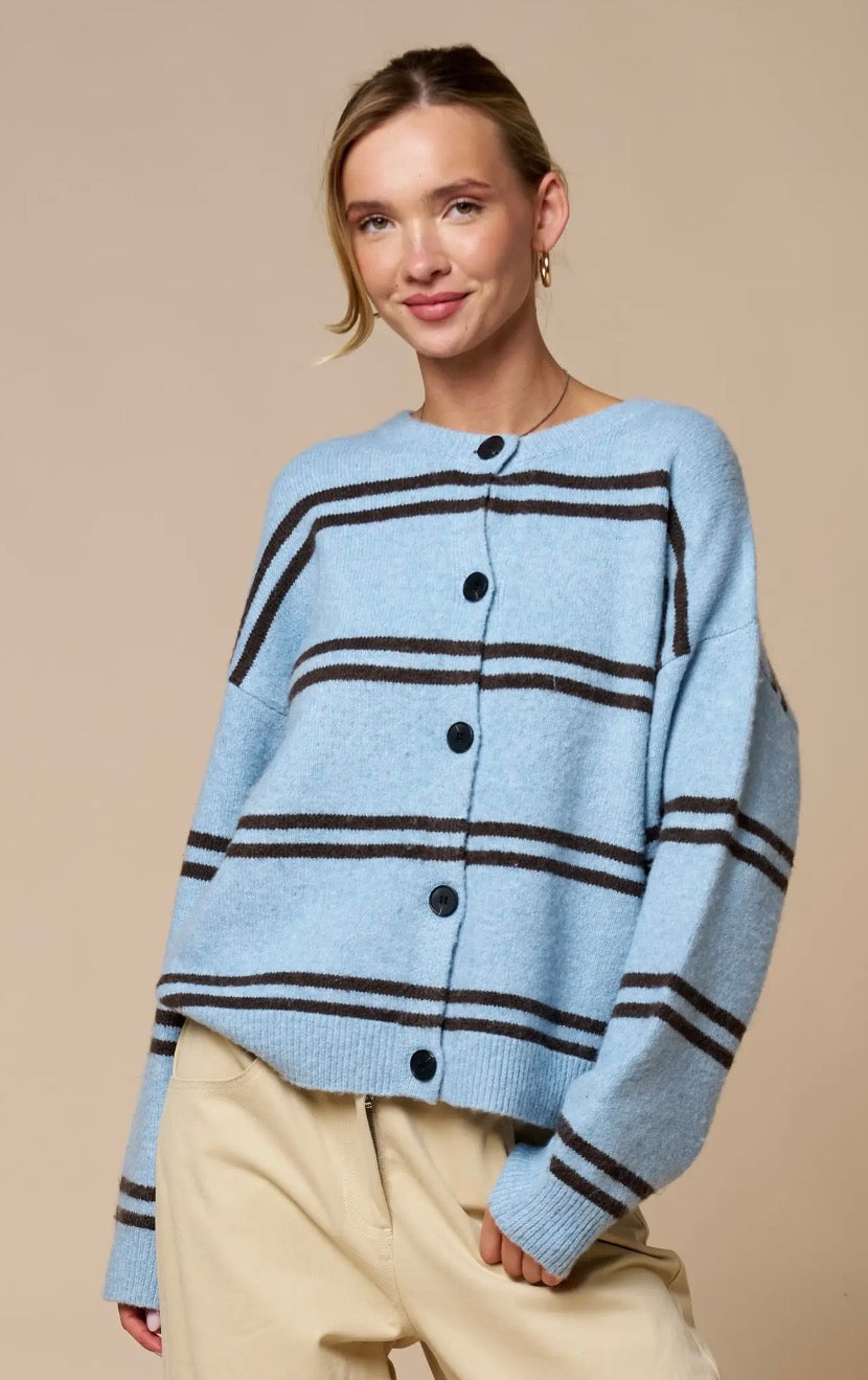 Matilda Button Up Cardigan in Light Blue