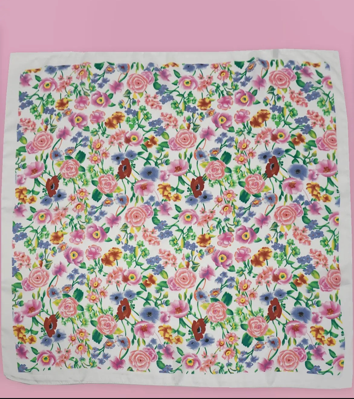 Large floral print silk scarf