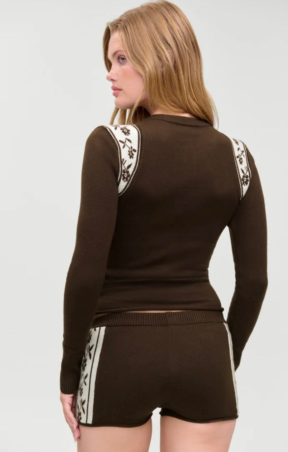 Darling Cloud Knit Henley in Chocolate