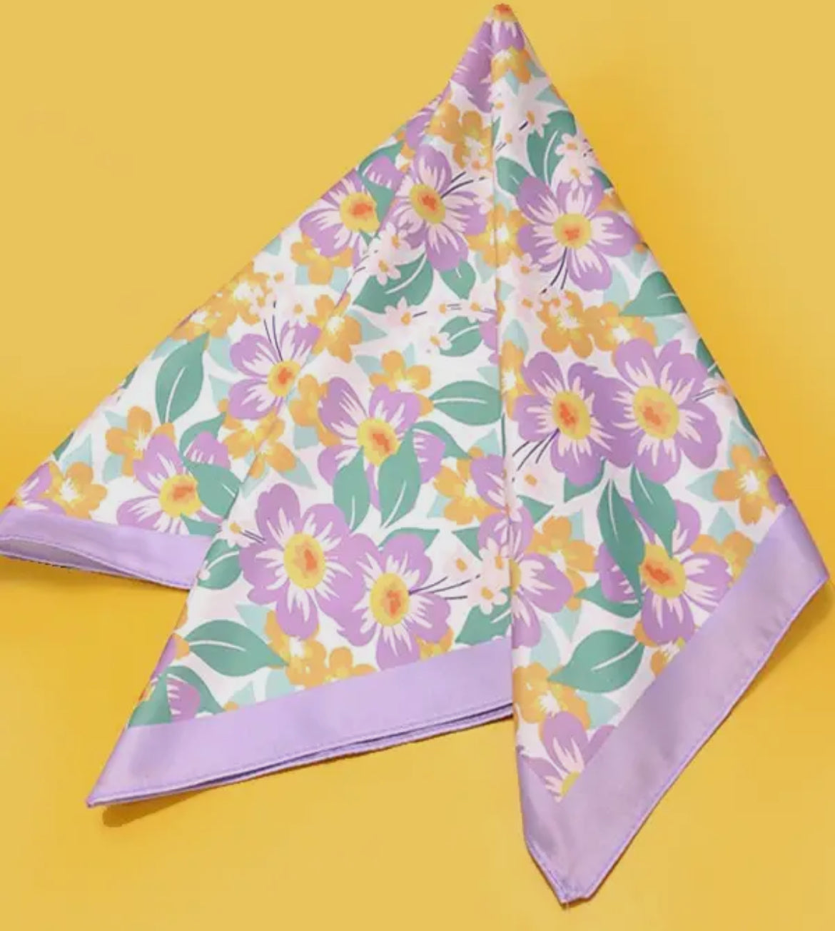 Tropical flower print silk scarf