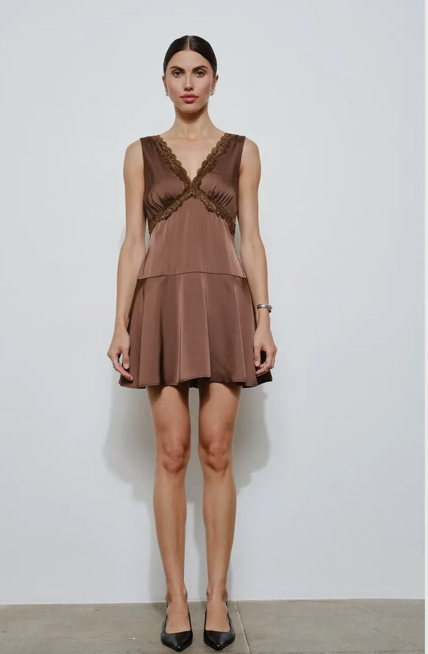 Elena Lace Trim Mini Dress