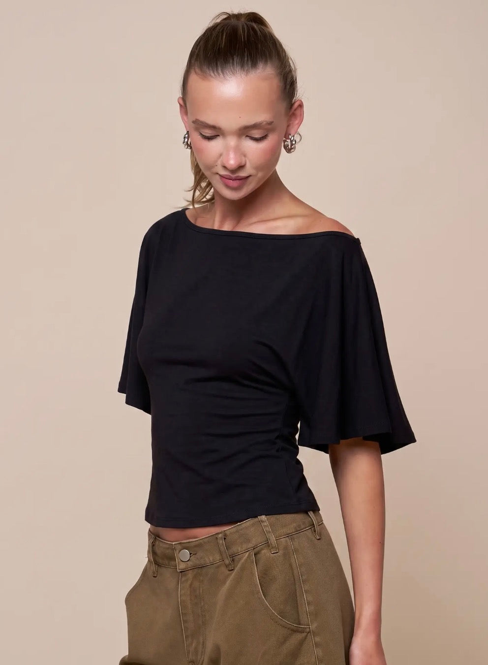 Flutter Sleeve Top with Tie