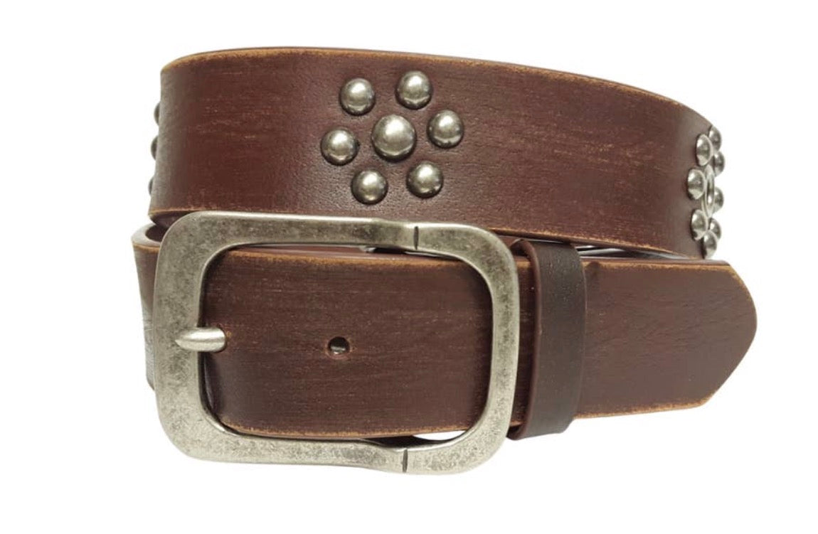 Distressed Leather Studded Belt