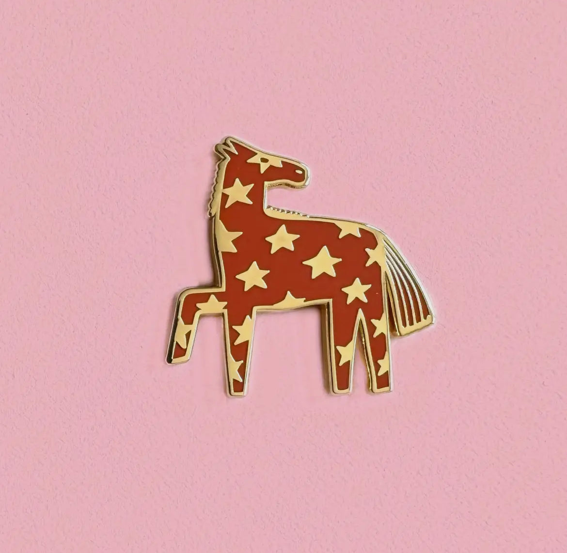 Horse with gold stars pin
