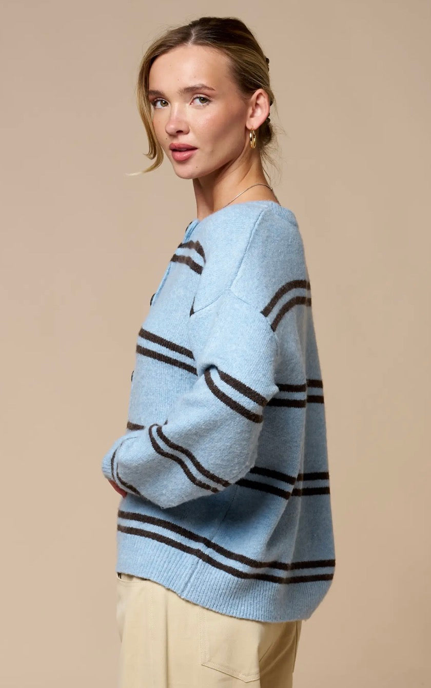 Matilda Button Up Cardigan in Light Blue