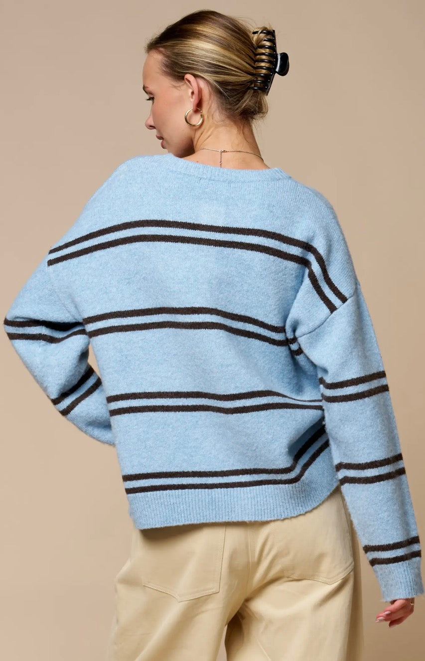 Matilda Button Up Cardigan in Light Blue