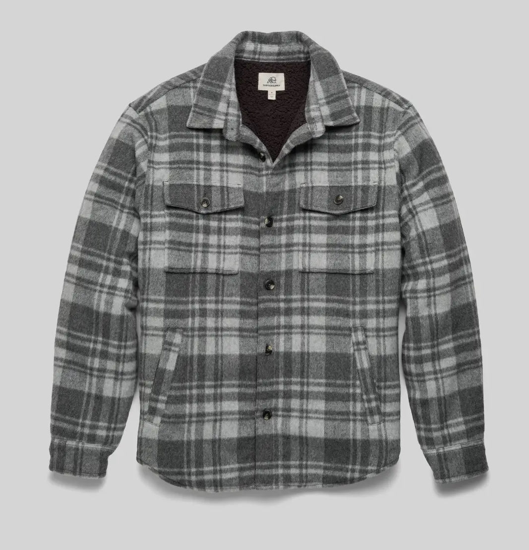 Skip Sherpa line shirt jacket- grey combo