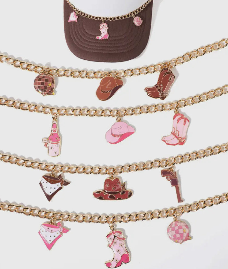 Western Cowboy boots hats charm hat chain