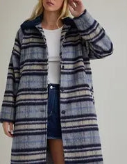 A Line Plaid Coat Grey/Black