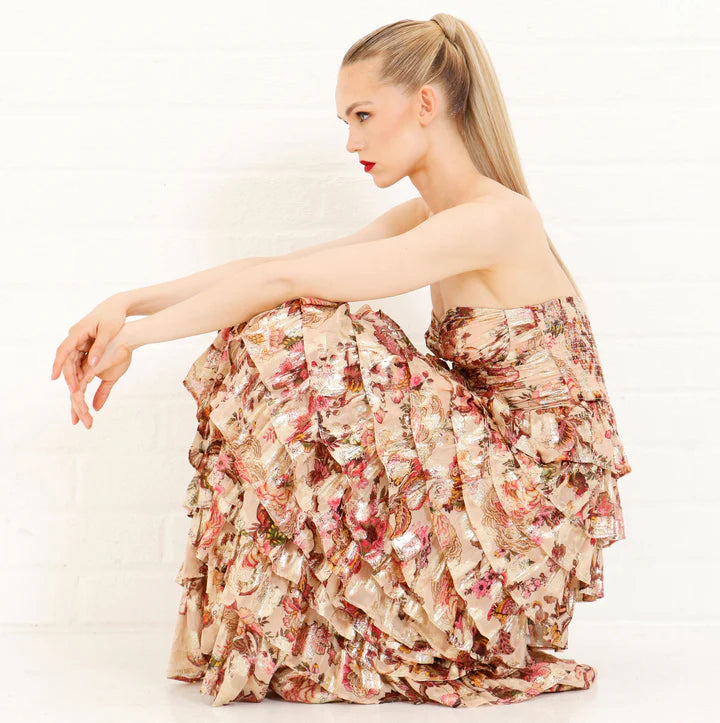 Sleeveless Multi Ruffle Tiered Maxi Dress