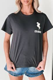 Rodeo Cowboy Front and back Tee- Charcol