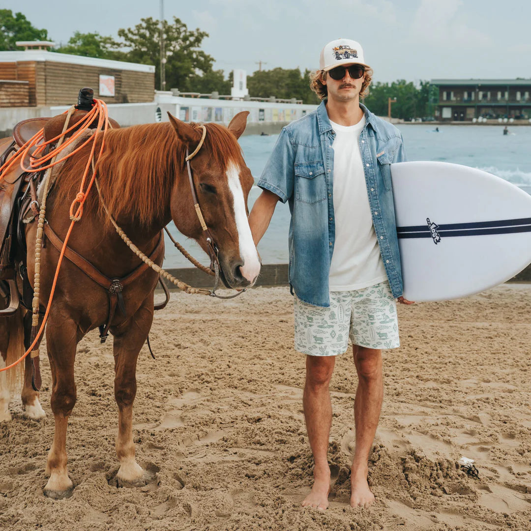 SENDERO X WACO SURF BARTON ELASTIC BOARDSHORTS- SOUTHWEST WAVES