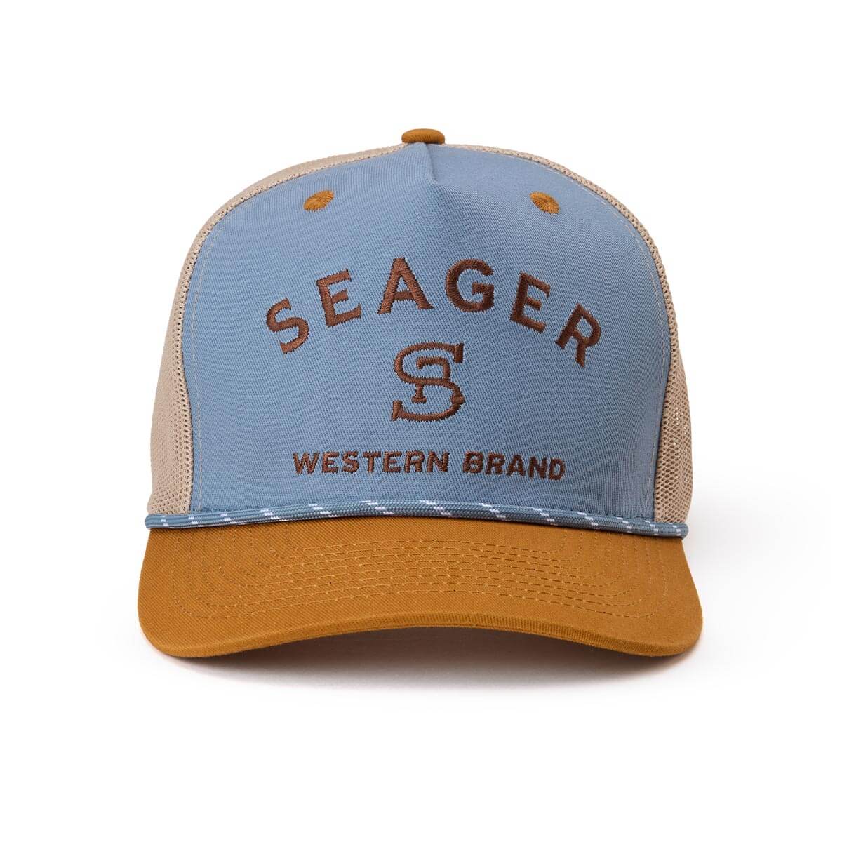 Branded trucker SnapBack - blue/ tan