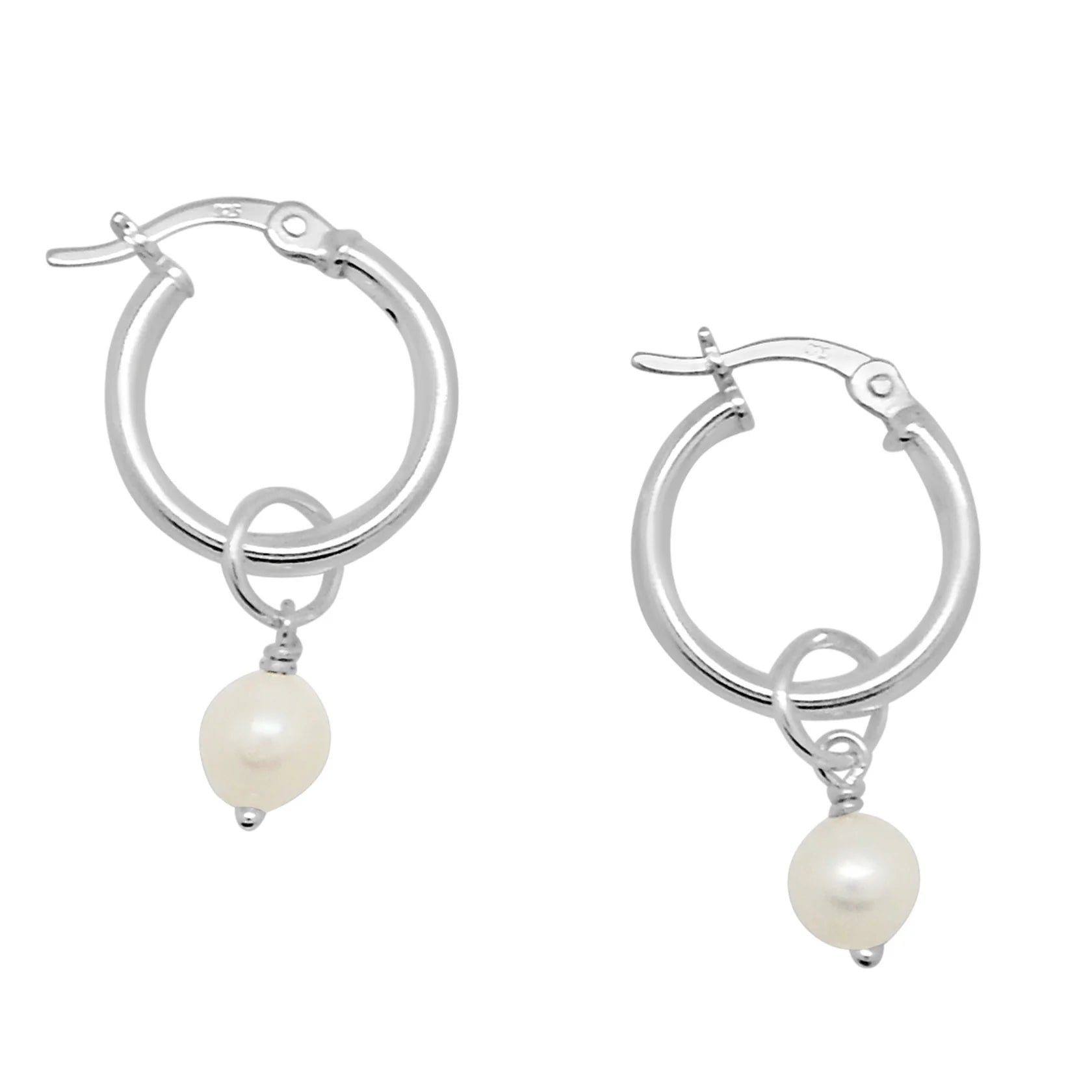 Drop Pear Hoop Earrings Silver