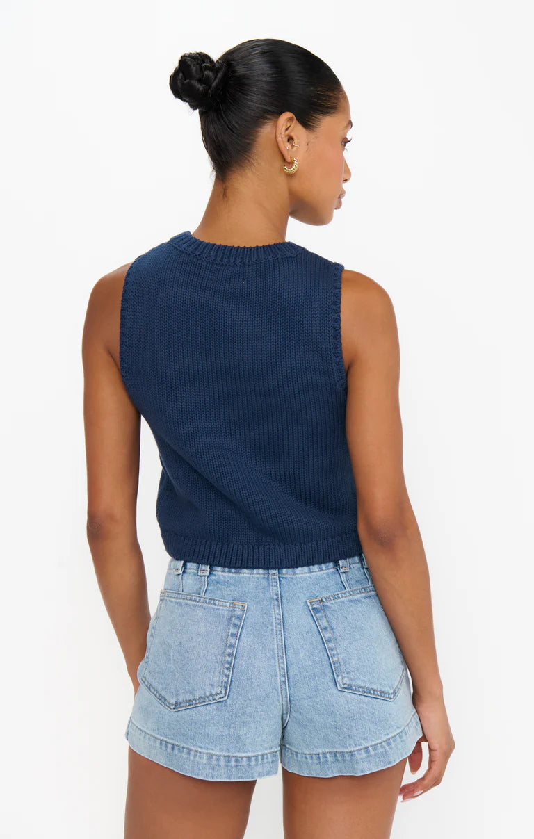 Milo Knit Tank in Navy Flag