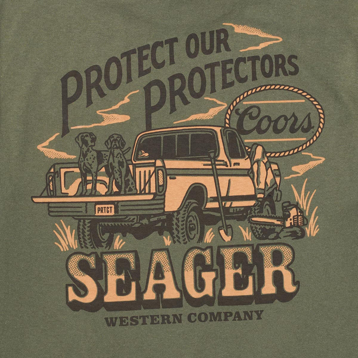 SEAGER x COORS Brush Truck Tee in Surplus