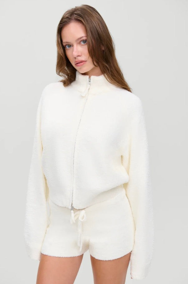 Bea Knit Zip Up Sweater Pearl
