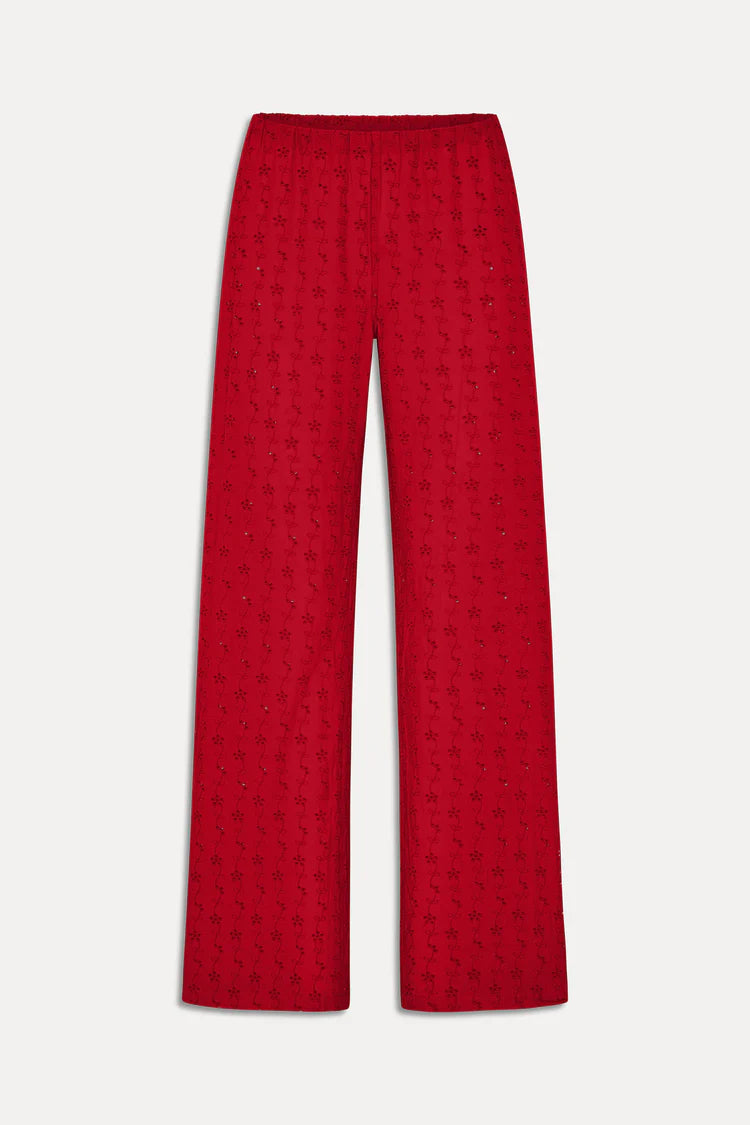 Princess Eyelet Pants- Red Rose
