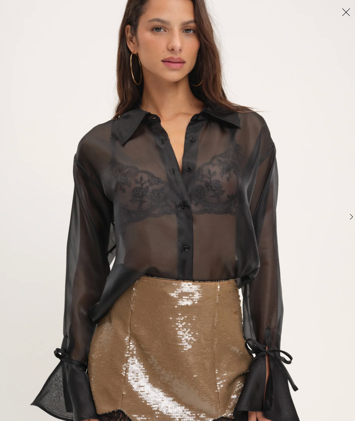 Organza Button-Up Blouse