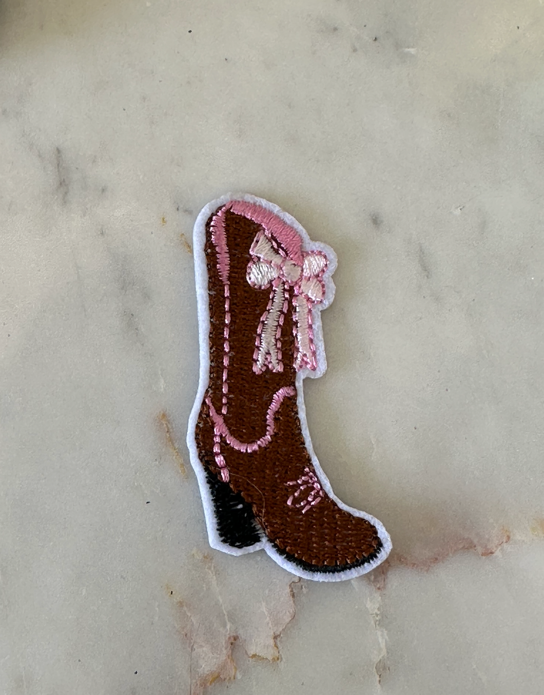 Brown with Pink Bow Cowboy Boot Patch