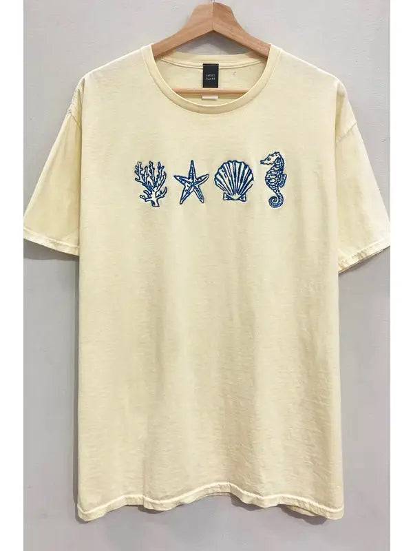 Embroidered Seashell Tee