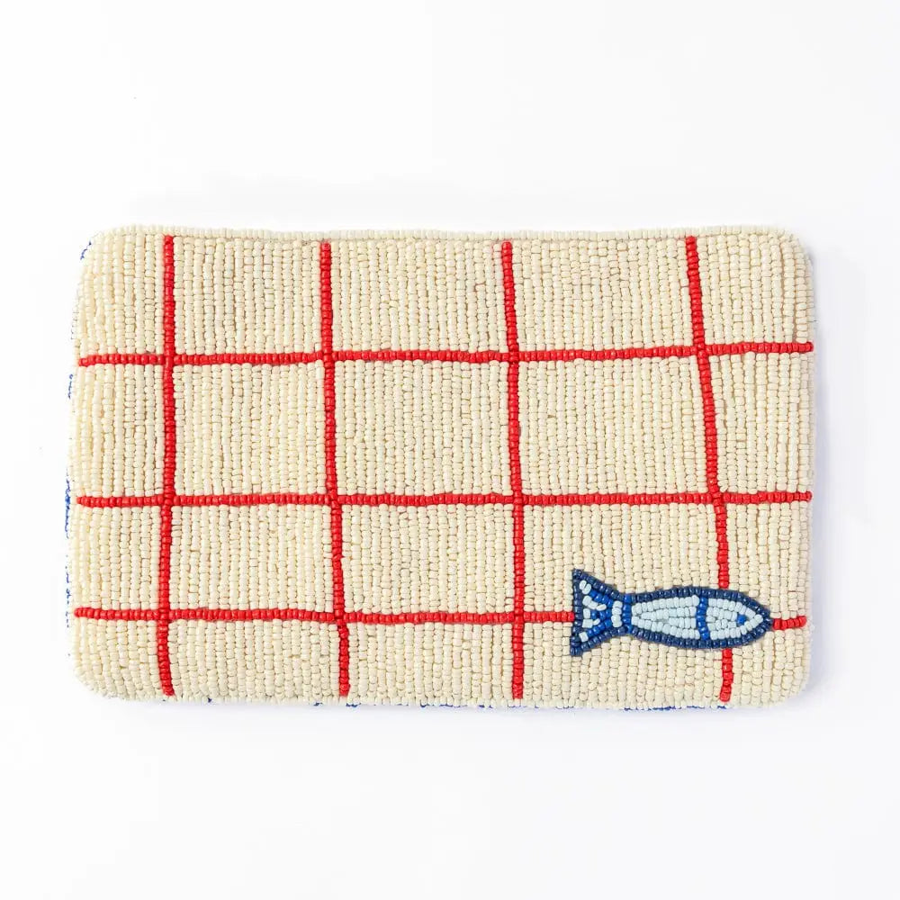 Leila Sardine Seed Bead Clutch with Strap