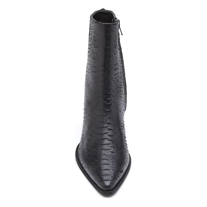 CATY ANKLE BOOT- Black Snake