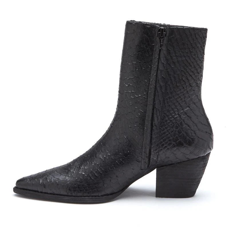 CATY ANKLE BOOT- Black Snake