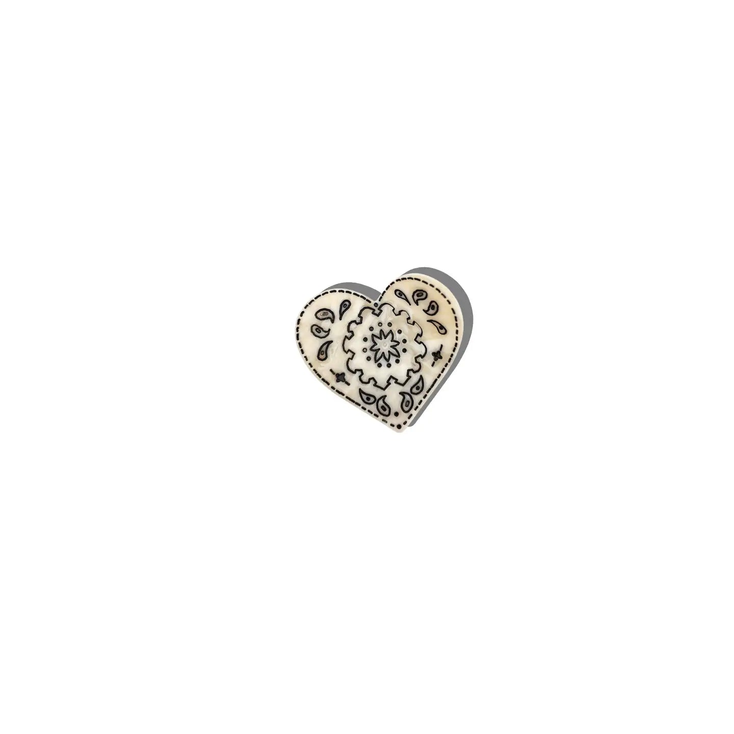 Hand-Painted Mini Paisley Heart Claw Hair Clip