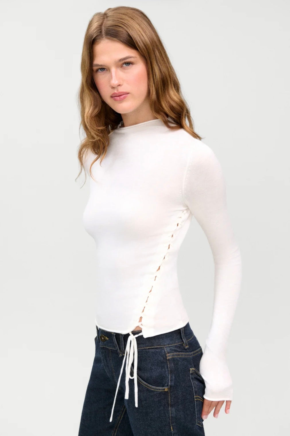 Adele Mock Neck Top Gardenia