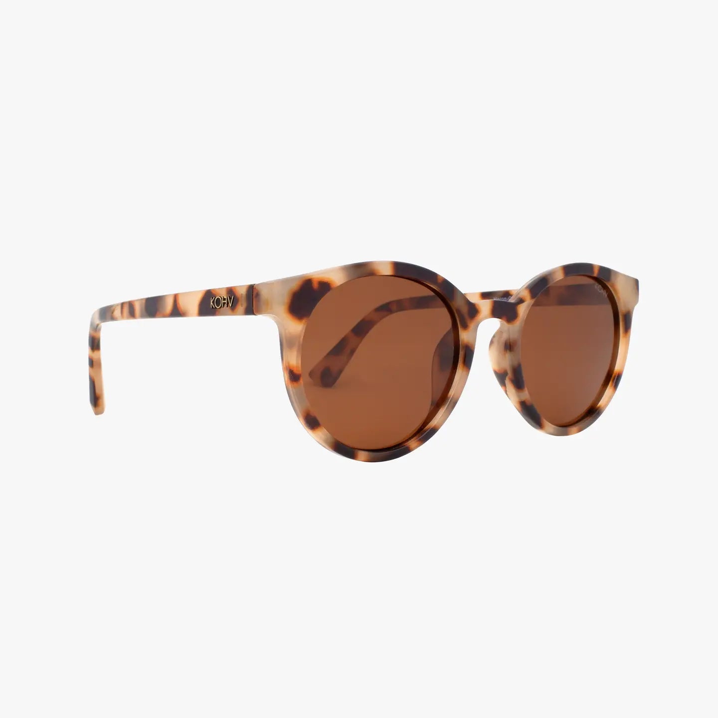 Heron Latte Tortoise Polarized Round Fashion Sunglasses