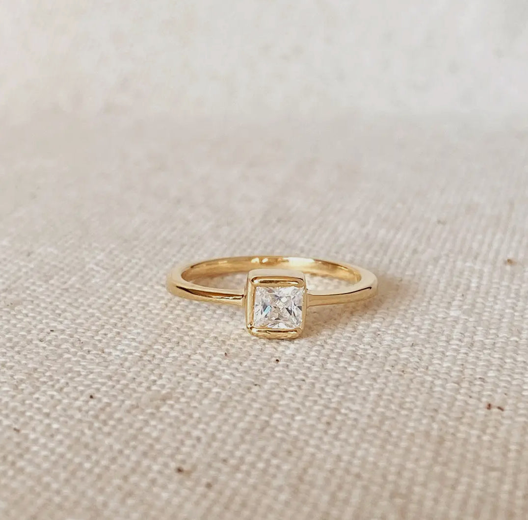 Square Solitaire Ring