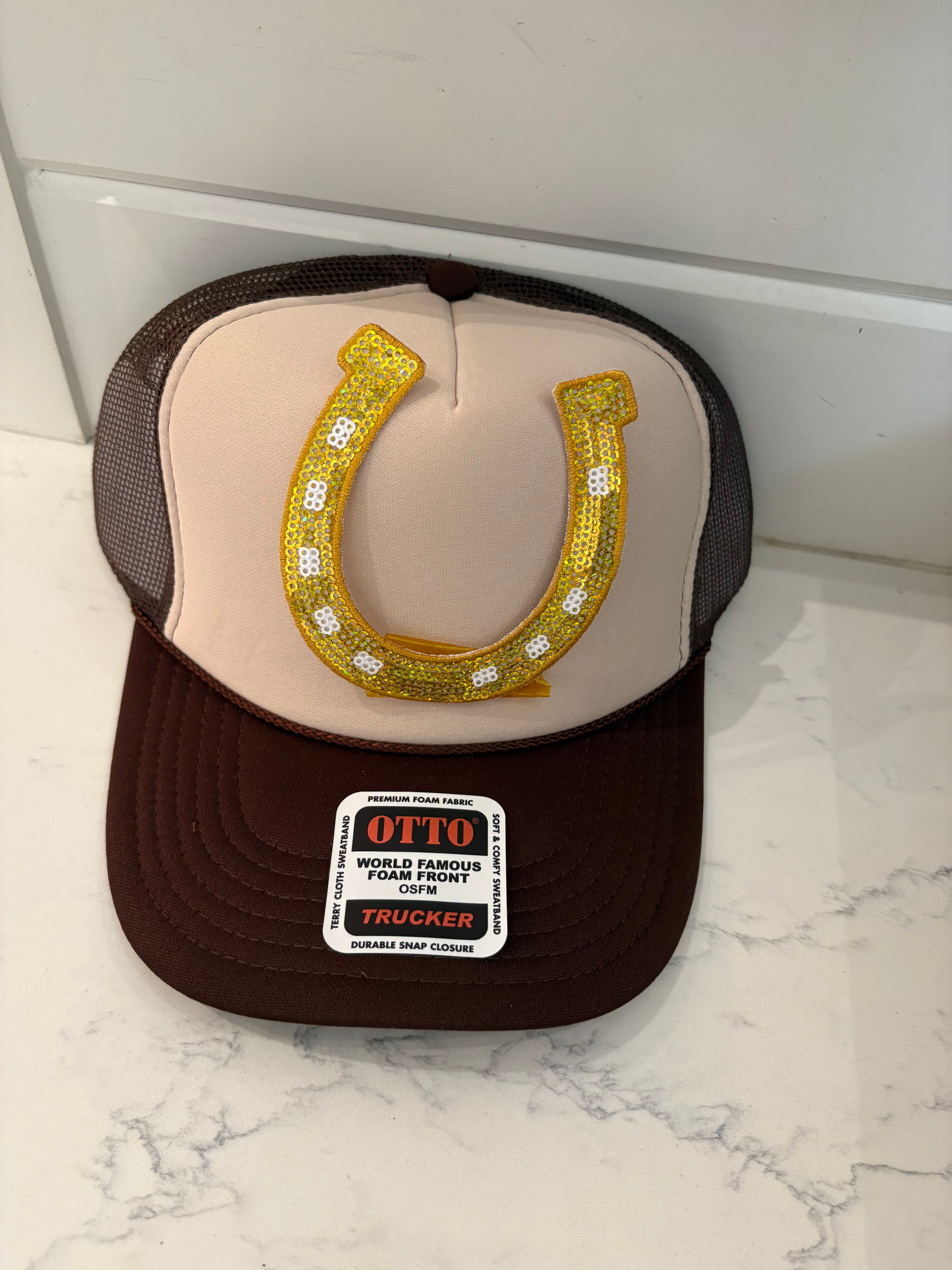 Horseshoe Gold Glitter Patch