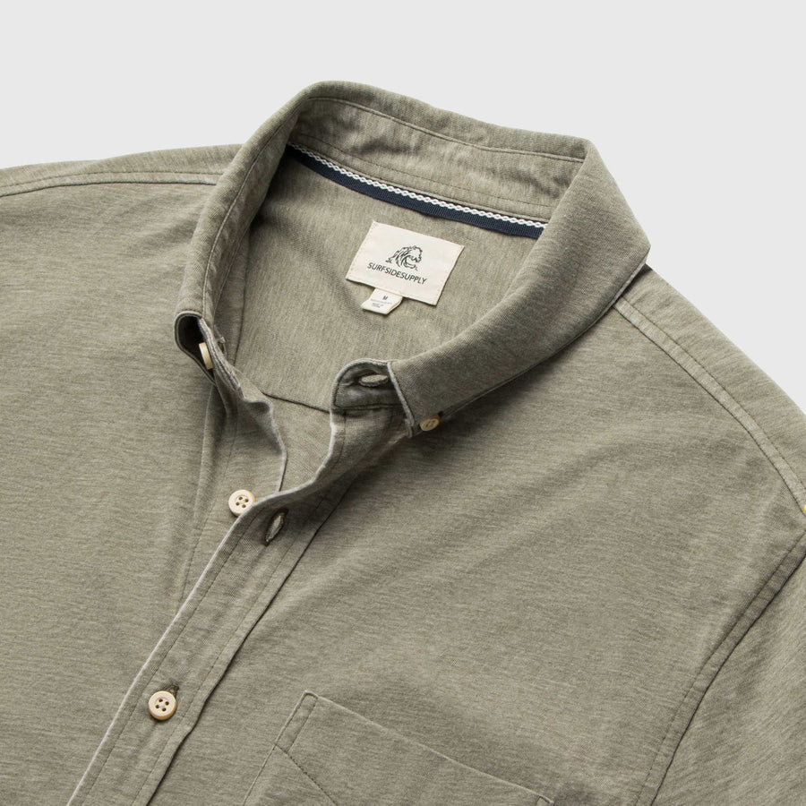 TONY BURNOUT KNIT SHIRT - LICHEN GREEN