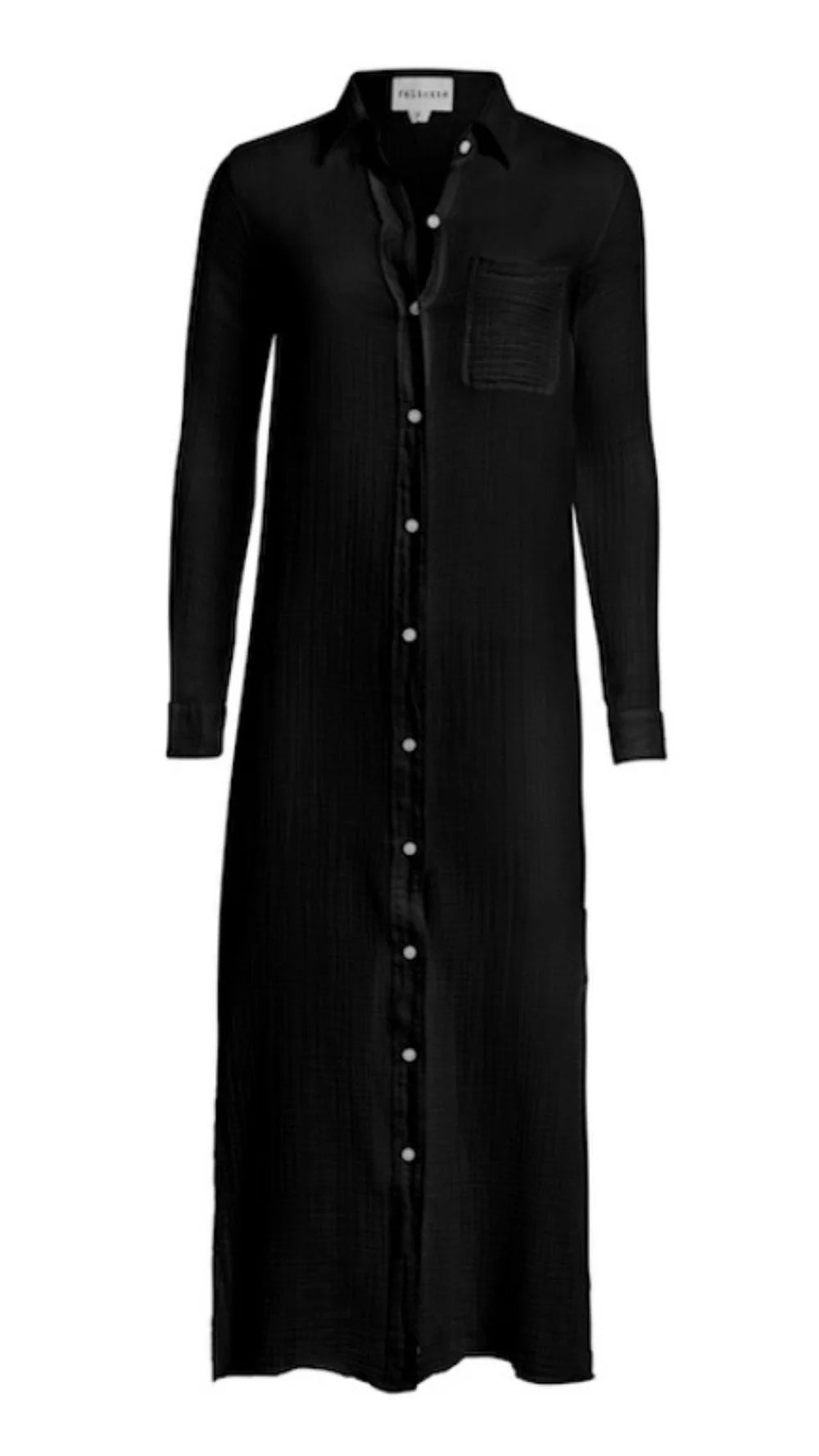 BOYFRIEND MAXI DRESS GAUZE - BLACK