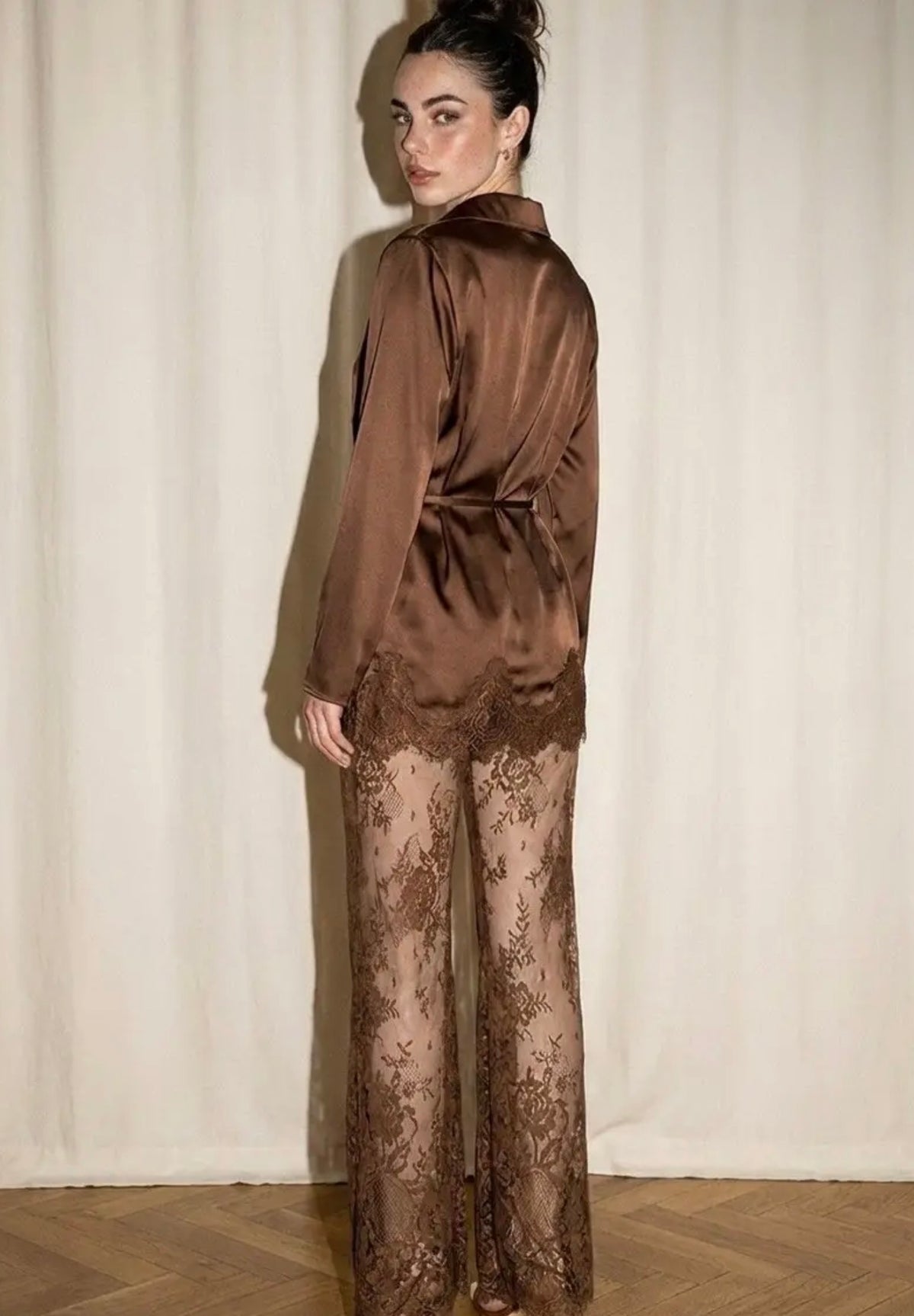Evelyn Lace Pant in Siennao