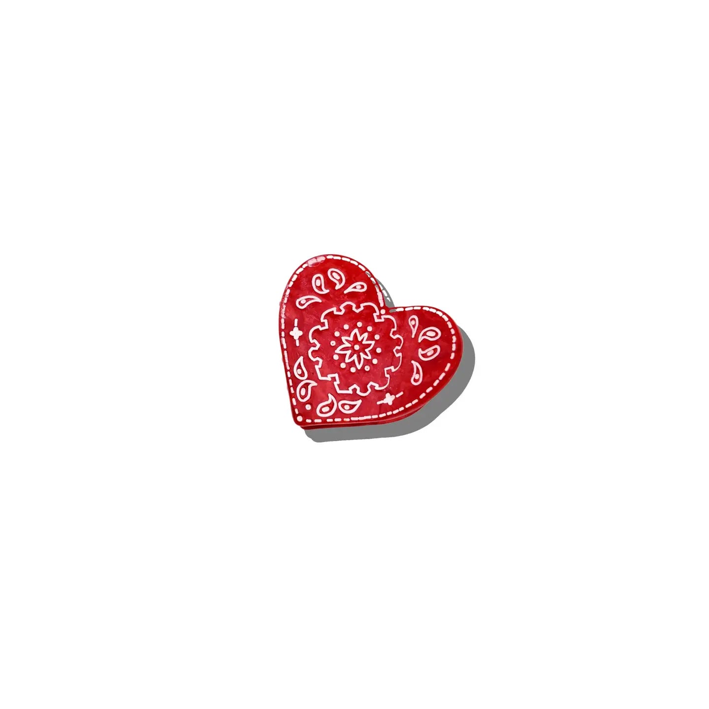 Hand-Painted Mini Paisley Heart Claw Hair Clip