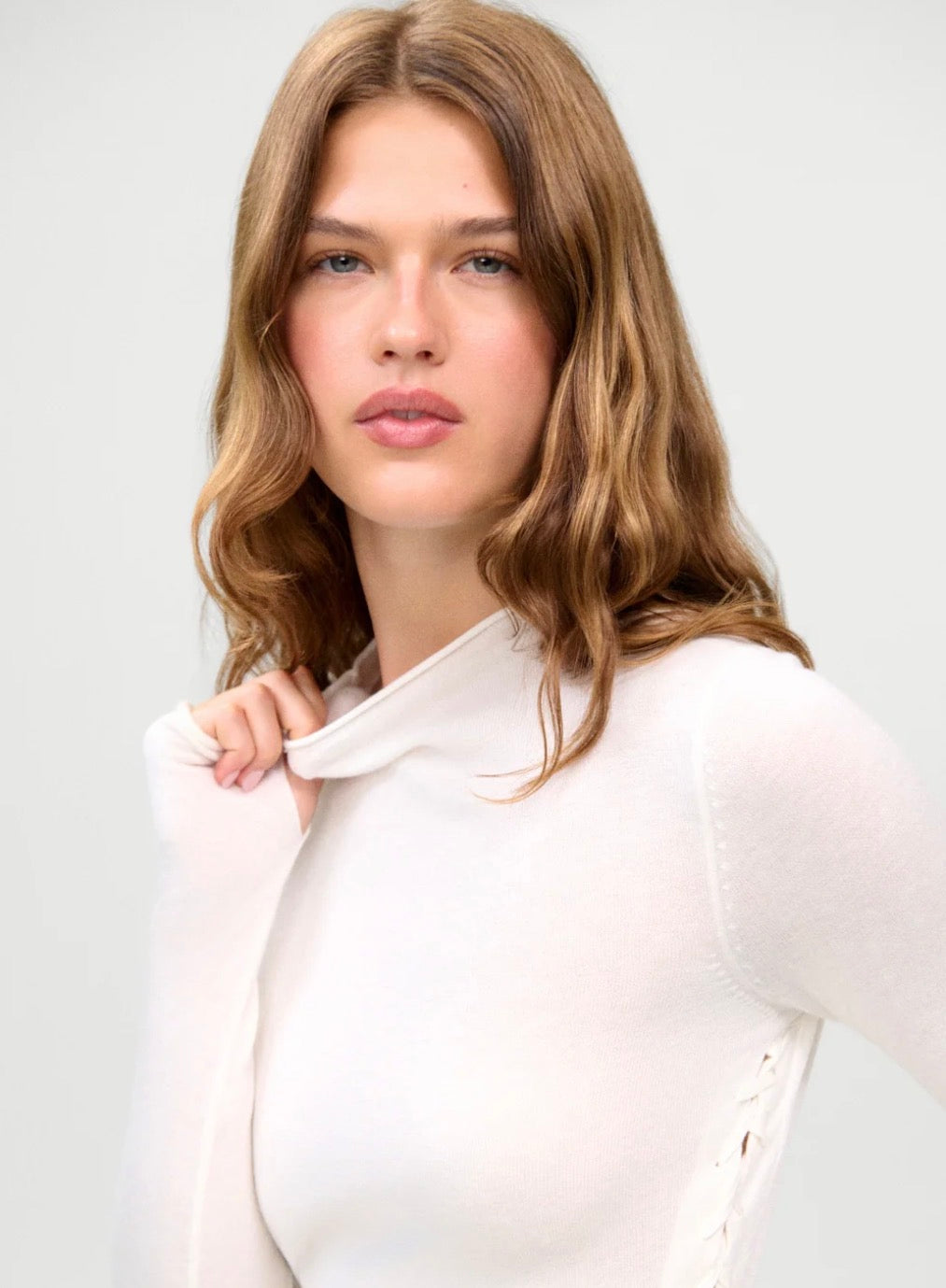 Adele Mock Neck Top Gardenia